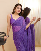 Purple Georgette Designer Printed Ready To Wear Saree - Ibiza