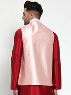 Jompers Men's Beautiful Pink Embroidered Nehru Jacket