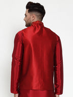 Jompers Men's Maroon Embroidered Nehru Jacket