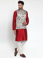Jompers Men's Grey Printed Nehru Jacket