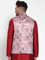 Jompers Men's Pink Printed Nehru Jacket
