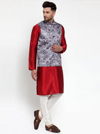 Jompers Men's Purple Printed Nehru Jacket