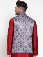 Jompers Men's Purple Printed Nehru Jacket