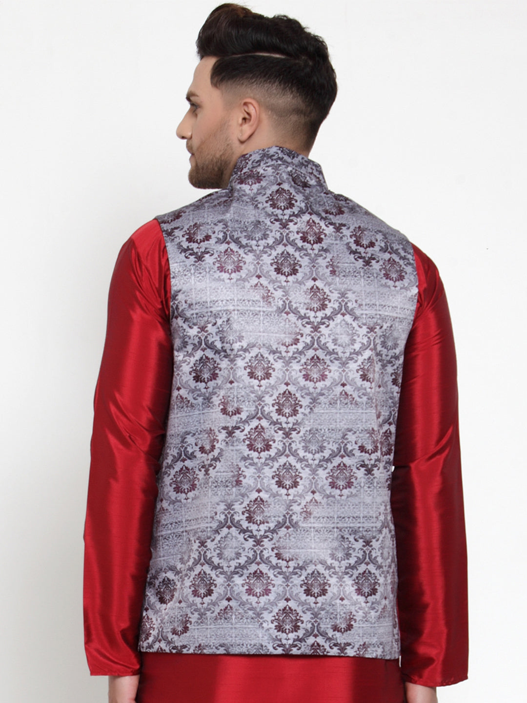 Jompers Men's Purple Printed Nehru Jacket