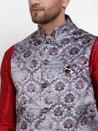 Jompers Men's Purple Printed Nehru Jacket