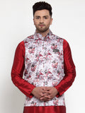 Jompers Men's Silver Printed Nehru Jacket