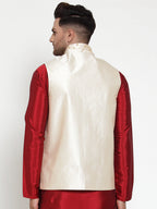 Jompers Men's Cream Embroidered Nehru Jacket