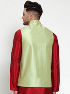 Jompers Men's Beautiful Green Embroidered Nehru Jacket