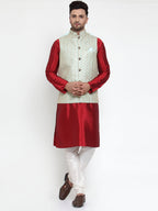 Jompers Men's Beautiful Blue Embroidered Nehru Jacket