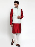 Jompers Blue Embroidered Nehru Jacket For Men