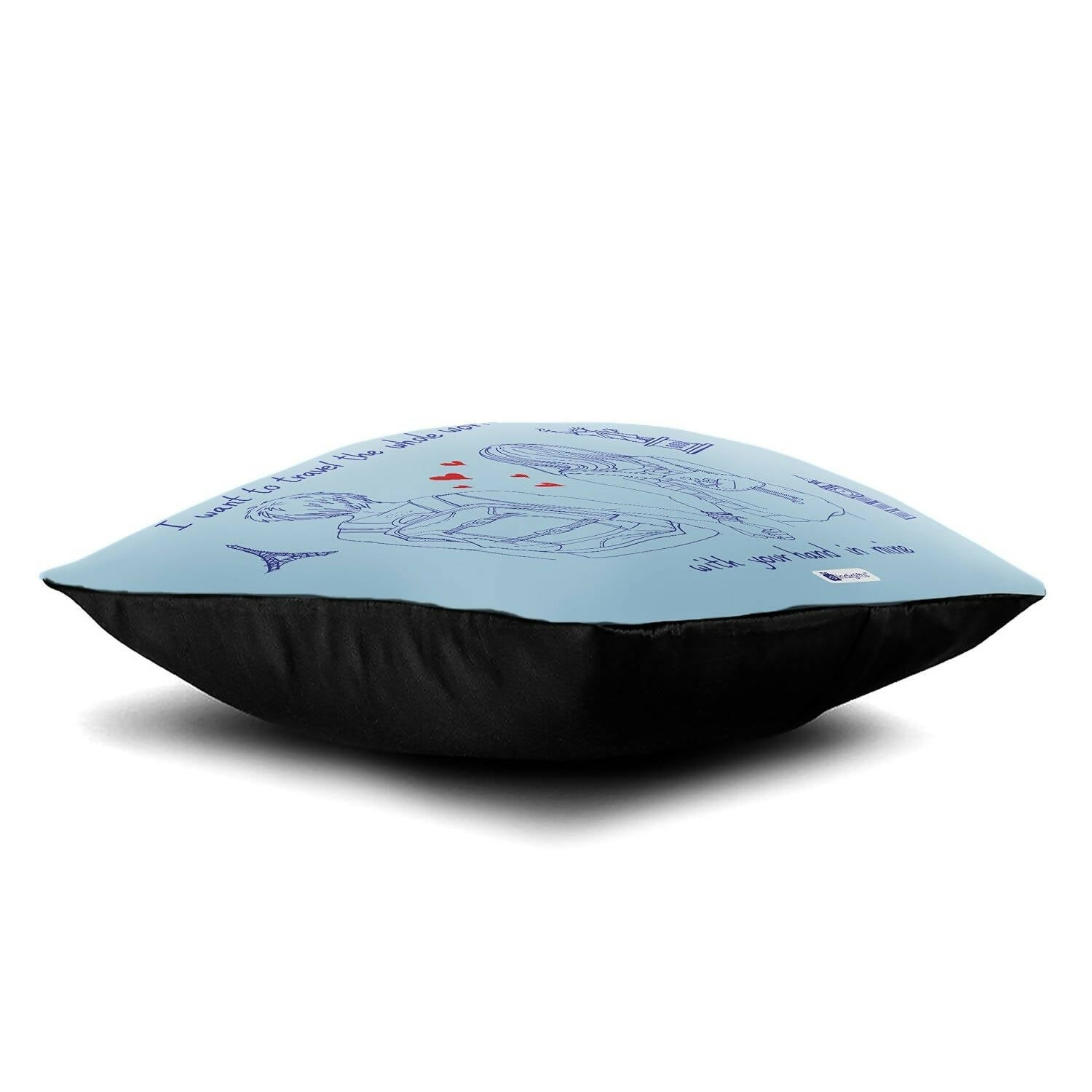 Indigifts Valentine Gifts For Girlfriend Travel Quote Blue Cushion Cover With Filler