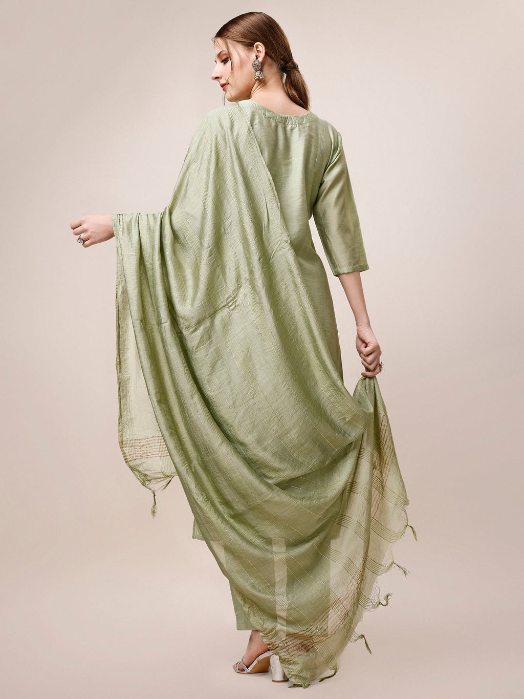 Embroidered Kurta With Pant And Dupatta Set, Multicolor - Hiral Fashion - Distacart