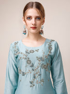 Hand Embroidered Kurta With Pant And Dupatta Set, Multicolor - Hiral Fashion - Distacart