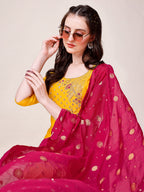 Yellow Chanderi Hand Embroidered Kurta With Pant & Dupatta Set., Multicolor - Hiral Fashion - Distacart