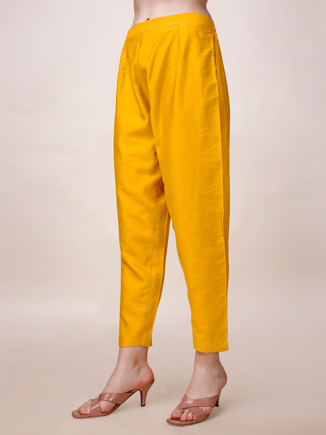 Yellow Chanderi Hand Embroidered Kurta With Pant & Dupatta Set., Multicolor - Hiral Fashion - Distacart