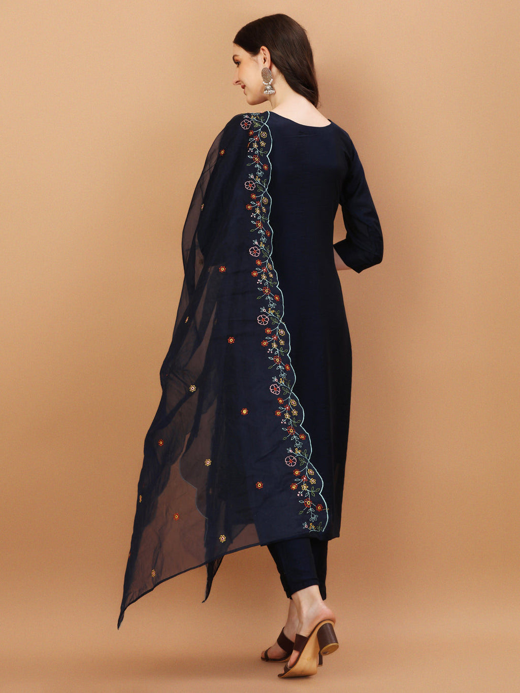 Embroidered Kurta With Pant And Embroidered Dupatta Set, Multicolor - Hiral Fashion - Distacart