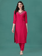Hand Embroidered Kurta With Pant & Dupatta, Multicolor - Hiral Fashion - Distacart