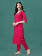 Hand Embroidered Kurta With Pant & Dupatta, Multicolor - Hiral Fashion - Distacart
