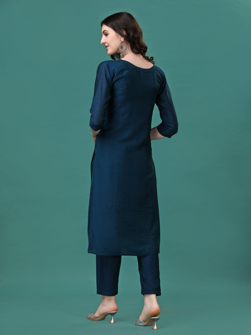 Hand Embroidered Kurta With Pant & Dupatta, Multicolor - Hiral Fashion - Distacart