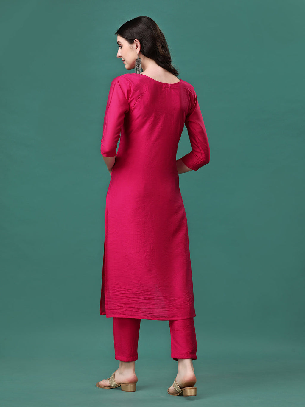 Hand Embroidered Kurta With Pant & Embroidered Dupatta, Multicolor - Hiral Fashion