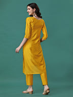 Hand Embroidered Kurta With Pant & Embroidered Dupatta, Multicolor - Hiral Fashion
