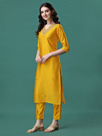 Hand Embroidered Kurta With Pant & Embroidered Dupatta, Multicolor - Hiral Fashion