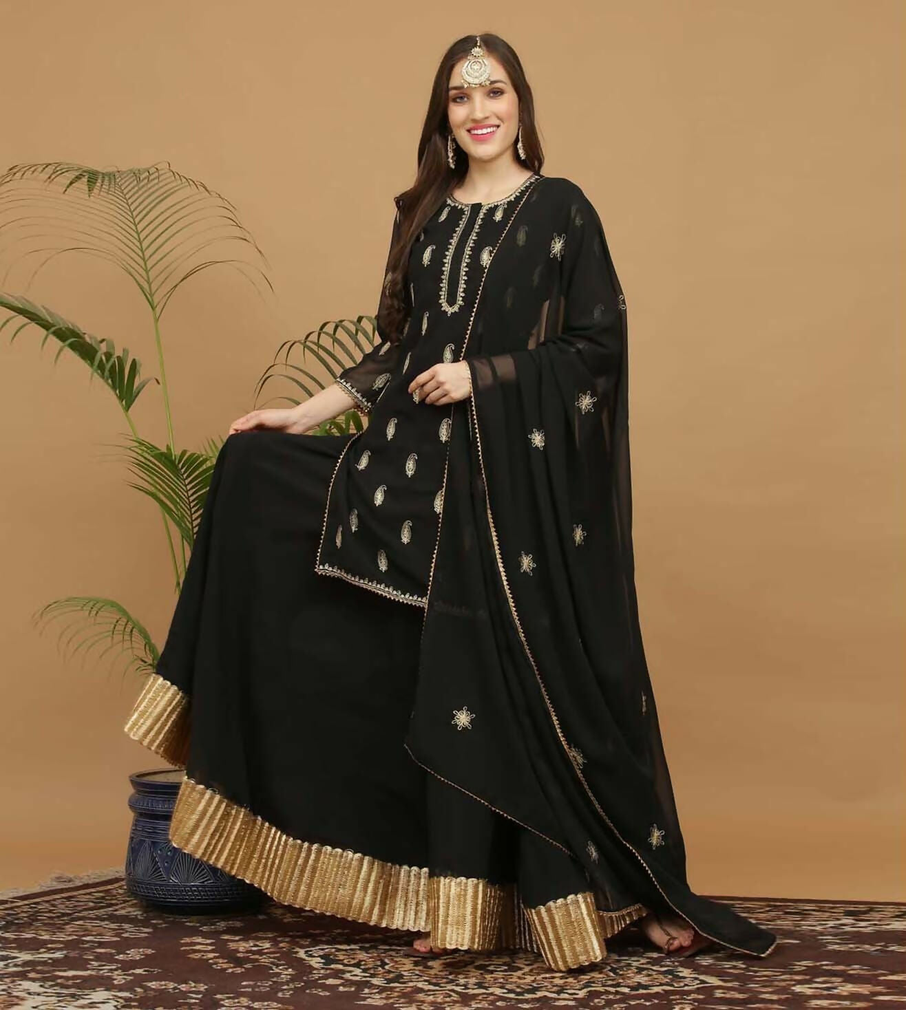 Joban Fashion Black Georgette Lehenga Set