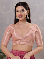 Joban Fashion Women Jacquard Light-Pink Stitched Blouse