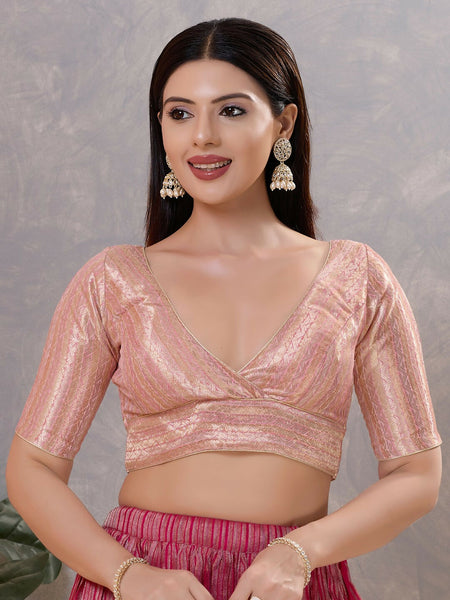 Joban Fashion Women Jacquard Light-Pink Stitched Blouse