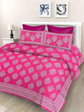 Vamika Printed Cotton Pink Bedsheet With Pillow Covers (LEOC_2_PINK)