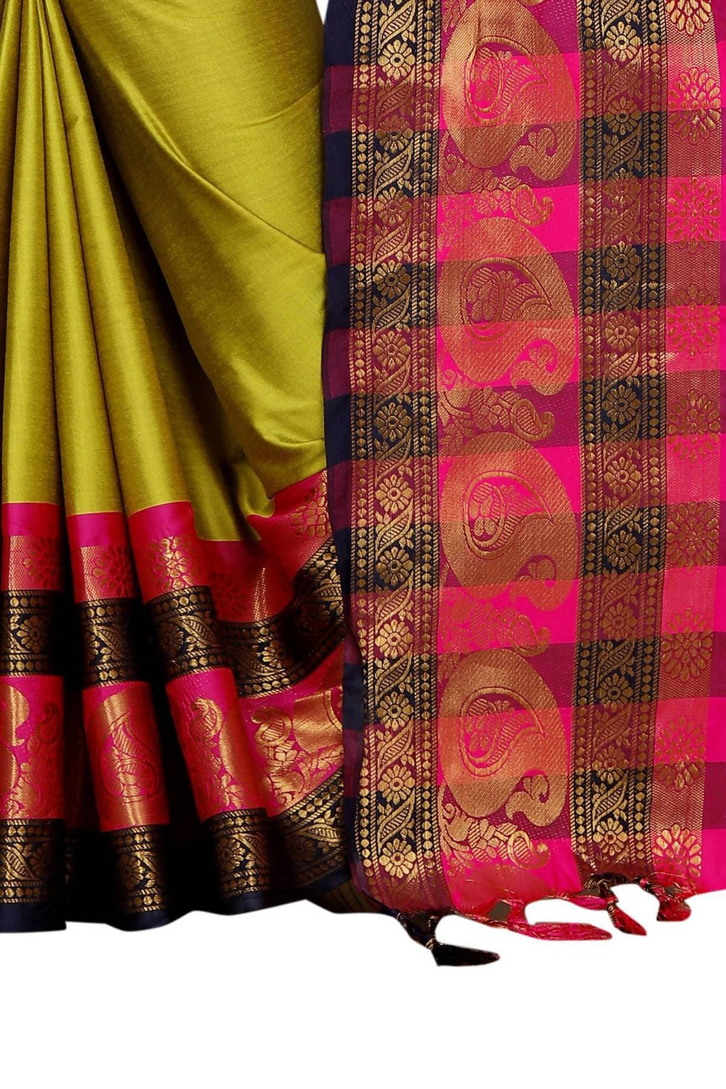 Vamika Banarasi Silk Mehandi Green Weaving Saree