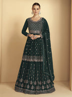 Myra Dark Green Georgette Embroidered Sharara Suit