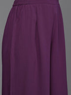 Ahalyaa Women Floral Printed Angrakha Kurta with Palazzos - Burgundy Color