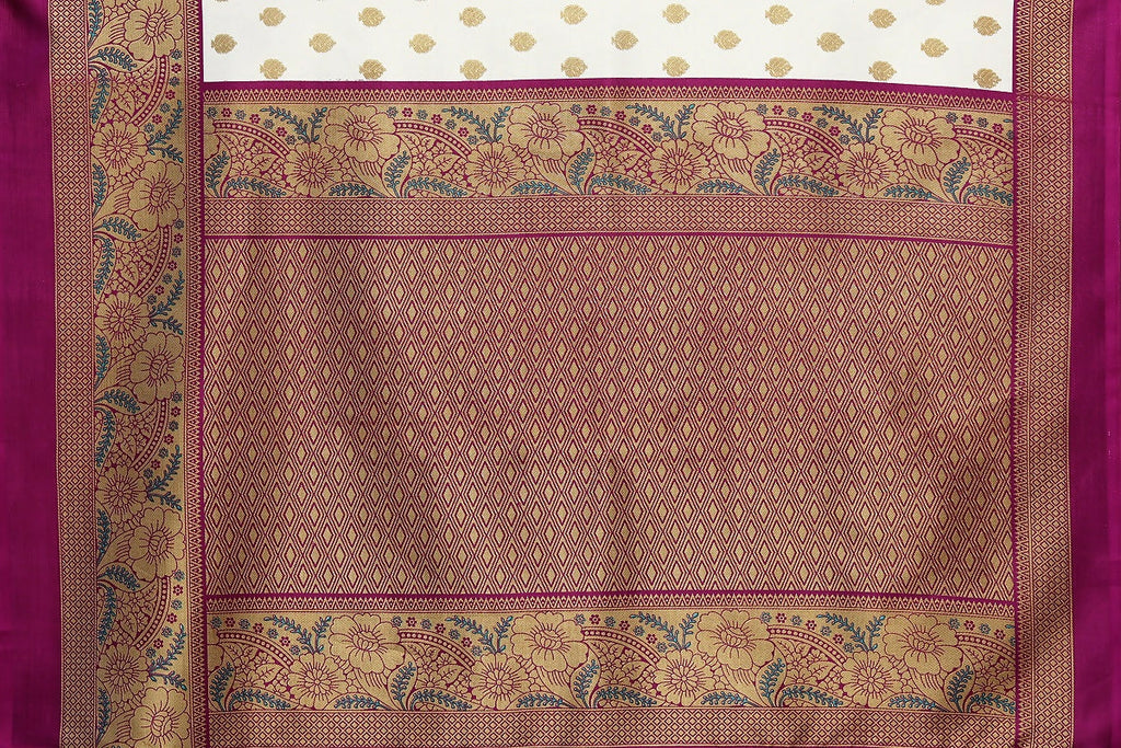 Vamika white & purple Printed Art Silk Saree