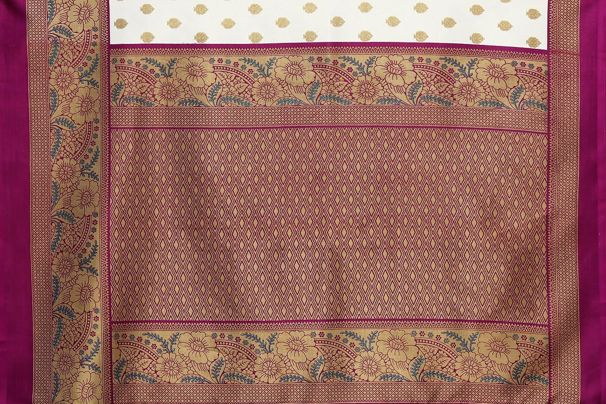 Vamika white & purple Printed Art Silk Saree