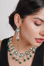 Divisha Alloy Gold-plated Green Fashion Jewellery Set