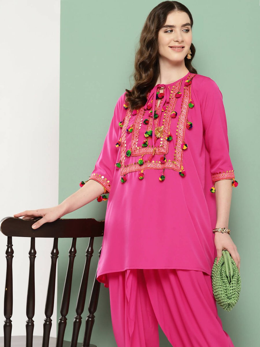 Ahalyaa Women's Traditional Wear Co-ods - Pink - Distacart