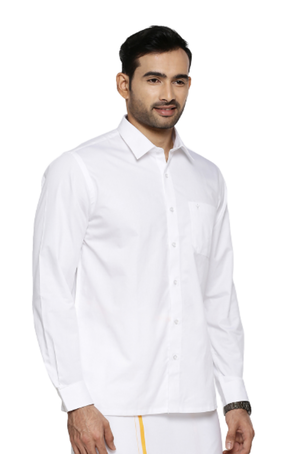 Ramraj Cotton Mens Full Sleeve White Shirt Plus Size - Classic Cotton