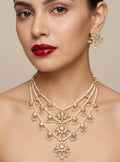 Jewel City Traditional Kundan & Pearl Layered Necklace Set - Handcrafted Ethnic Jewellery for Weddings - Distacart