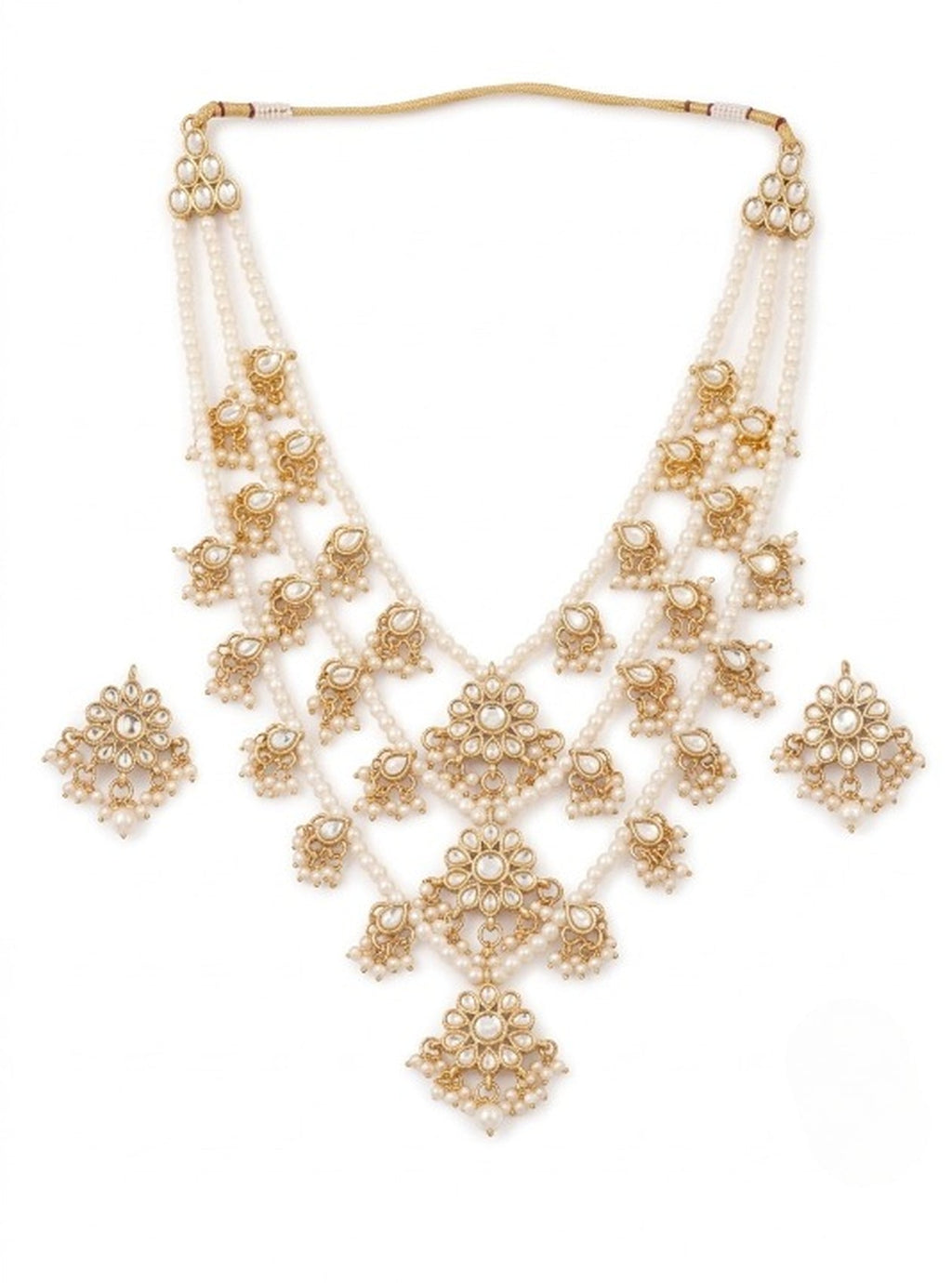 Jewel City Traditional Kundan & Pearl Layered Necklace Set - Handcrafted Ethnic Jewellery for Weddings - Distacart