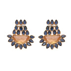 Nuyug 22K Gold Plated Crystal Studded Contemporary Floral Shaped Stud Earrings - Distacart