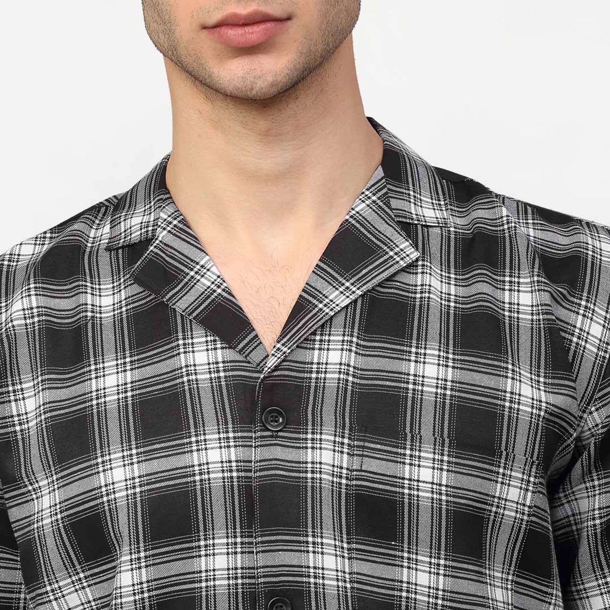 Jainish Men Black & White Checked Night suit ( GNS 001Blackxxx ) - Distacart