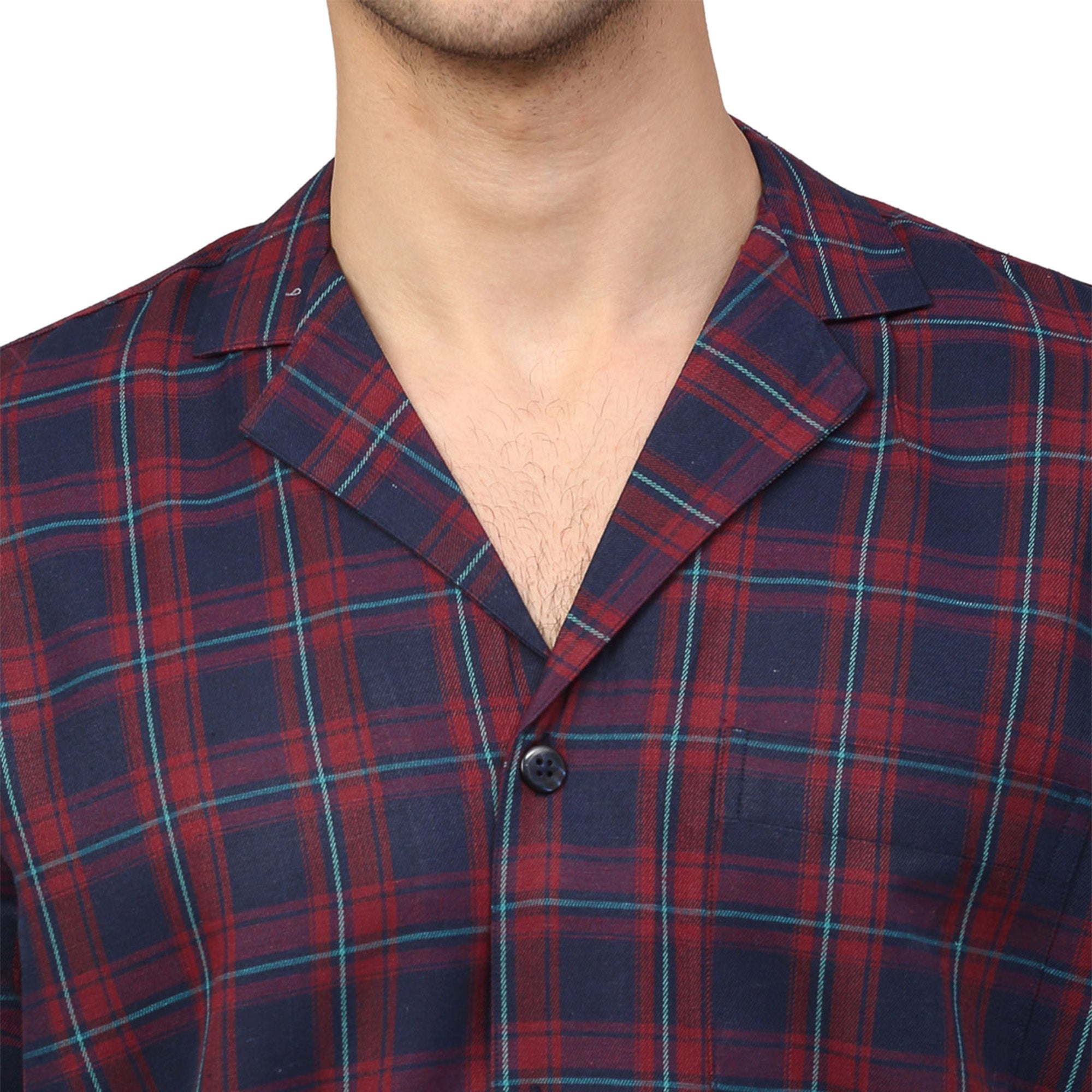 Jainish Men's Blue Checked Night Suits ( GNS 001Blue-Red ) - Distacart