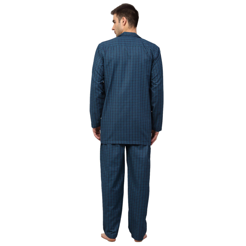 Jainish Men's Blue Checked Night Suits ( GNS 001Blue ) - Distacart