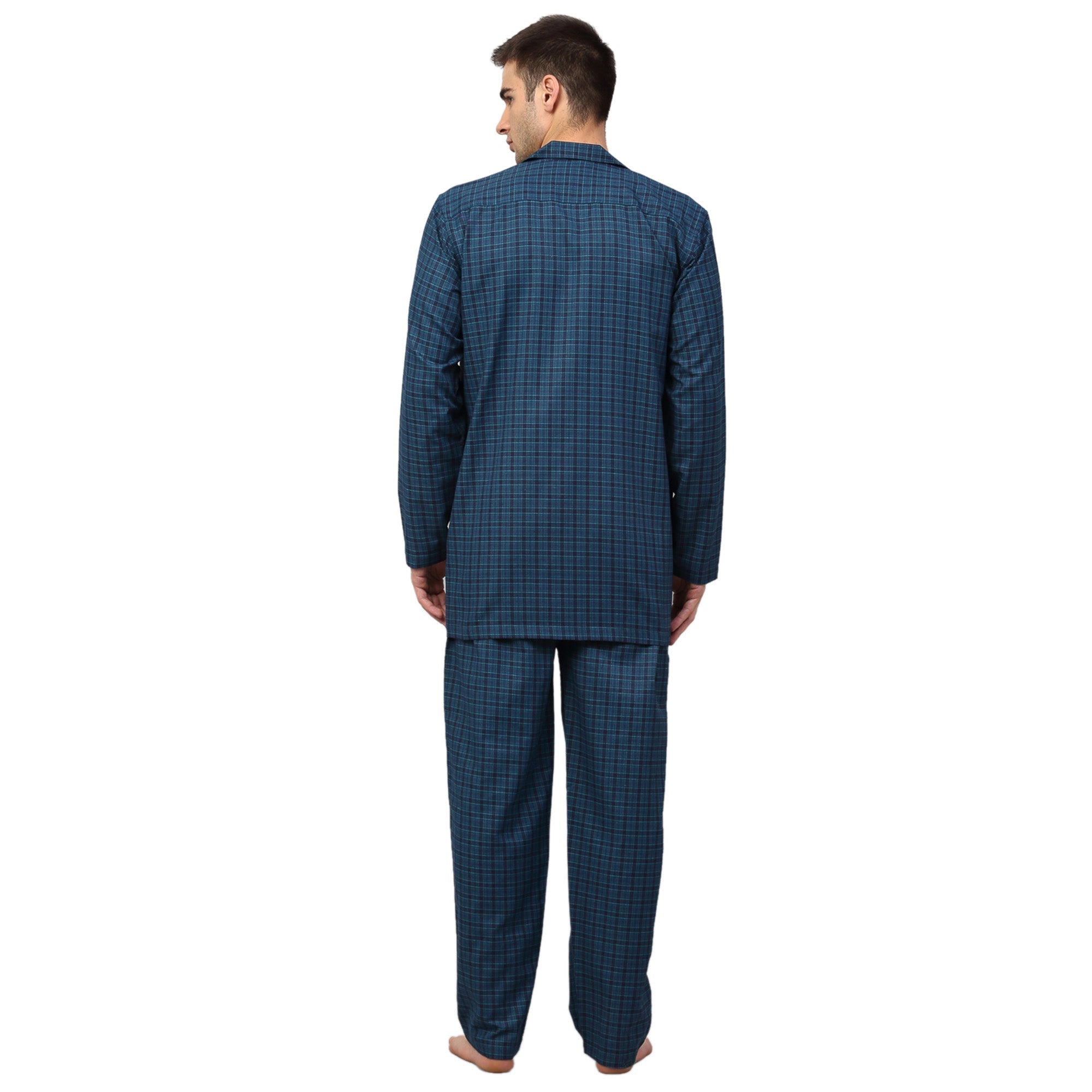 Jainish Men's Blue Checked Night Suits ( GNS 001Blue ) - Distacart