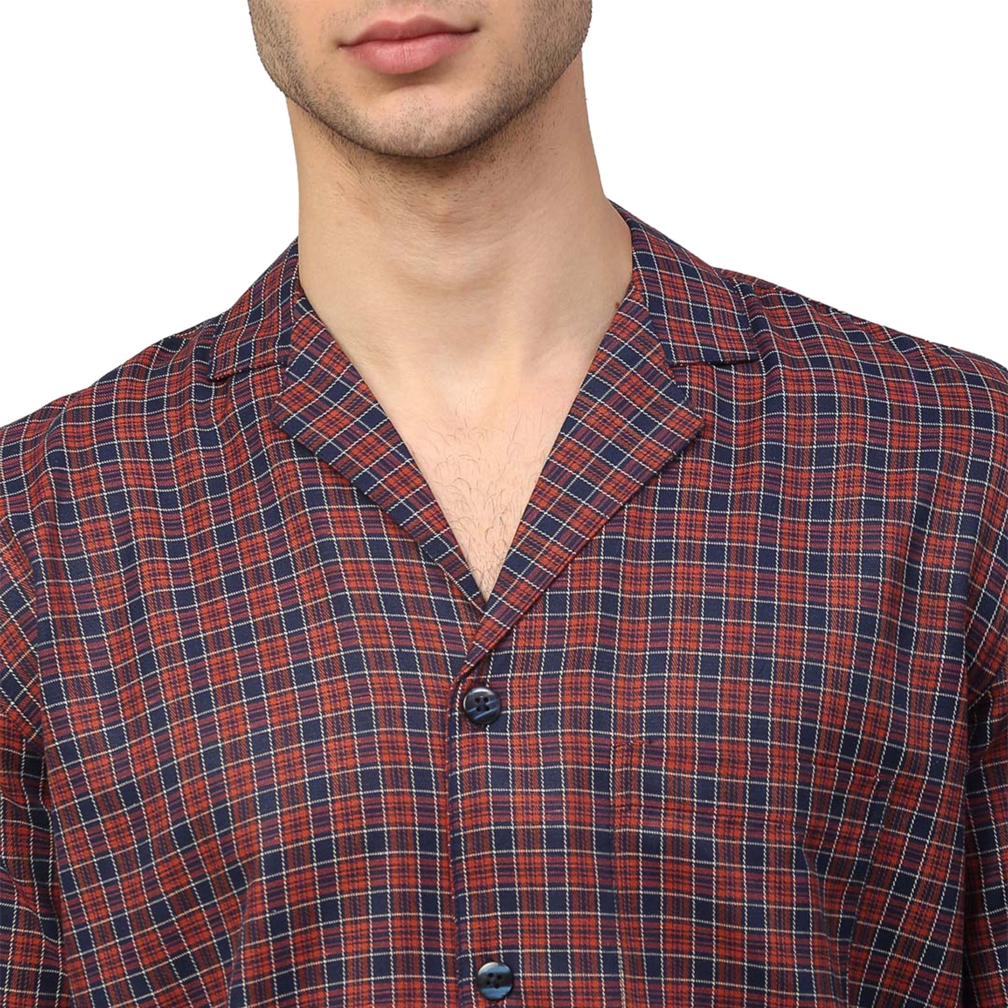 Jainish Men's Maroon Checked Night Suits ( GNS 001Maroon ) - Distacart