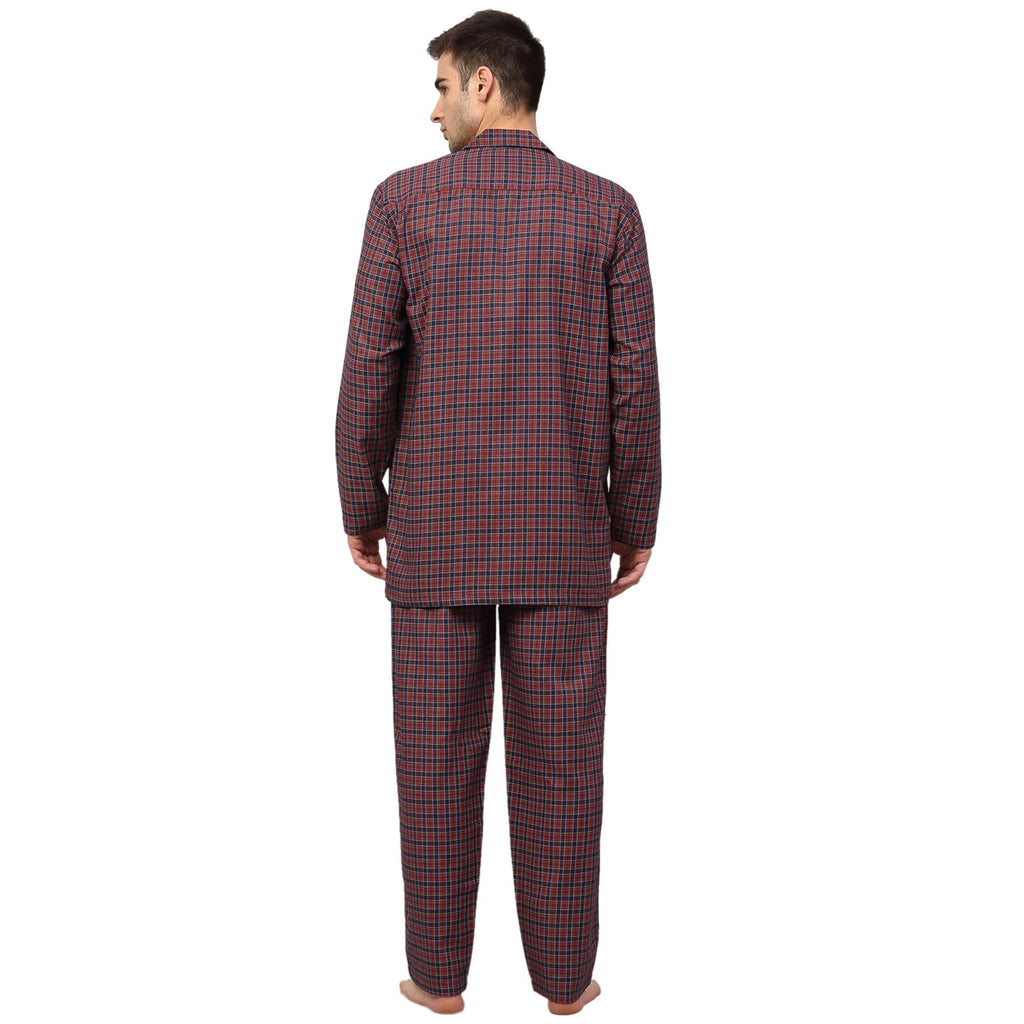 Jainish Men's Maroon Checked Night Suits ( GNS 001Maroon ) - Distacart