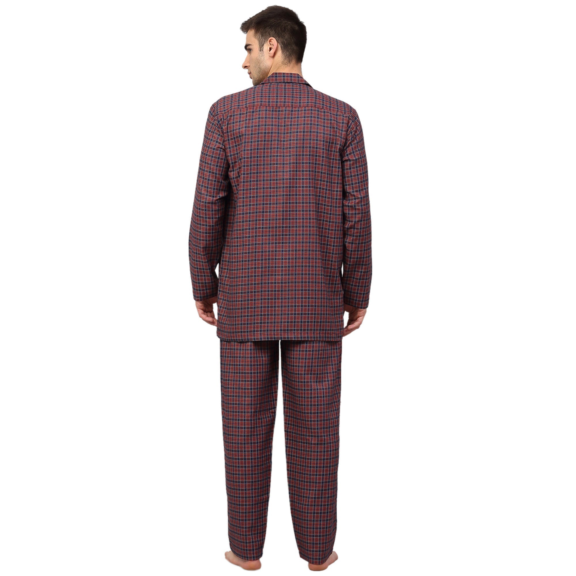 Jainish Men's Maroon Checked Night Suits ( GNS 001Maroon ) - Distacart