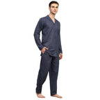 Jainish Men's Navy Blue Checked Night Suits ( GNS 001Navy-Grey ) - Distacart
