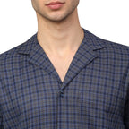 Jainish Men's Navy Blue Checked Night Suits ( GNS 001Navy-Grey ) - Distacart